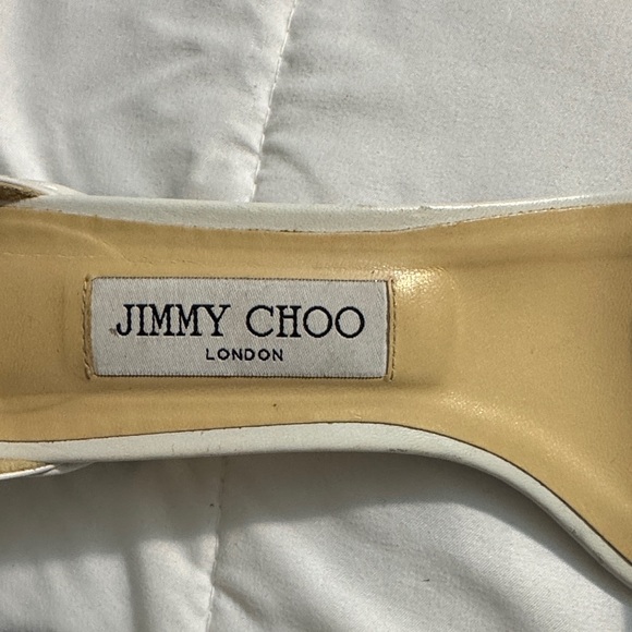 Jimmy Choo Jaimie 40 White Leather and PVC Block Heel Sandals Sz 39.5/ 9 - Picture 2 of 8